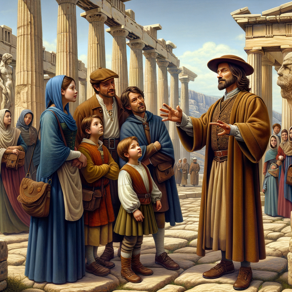 Family exploring Acropolis with engaging tour.