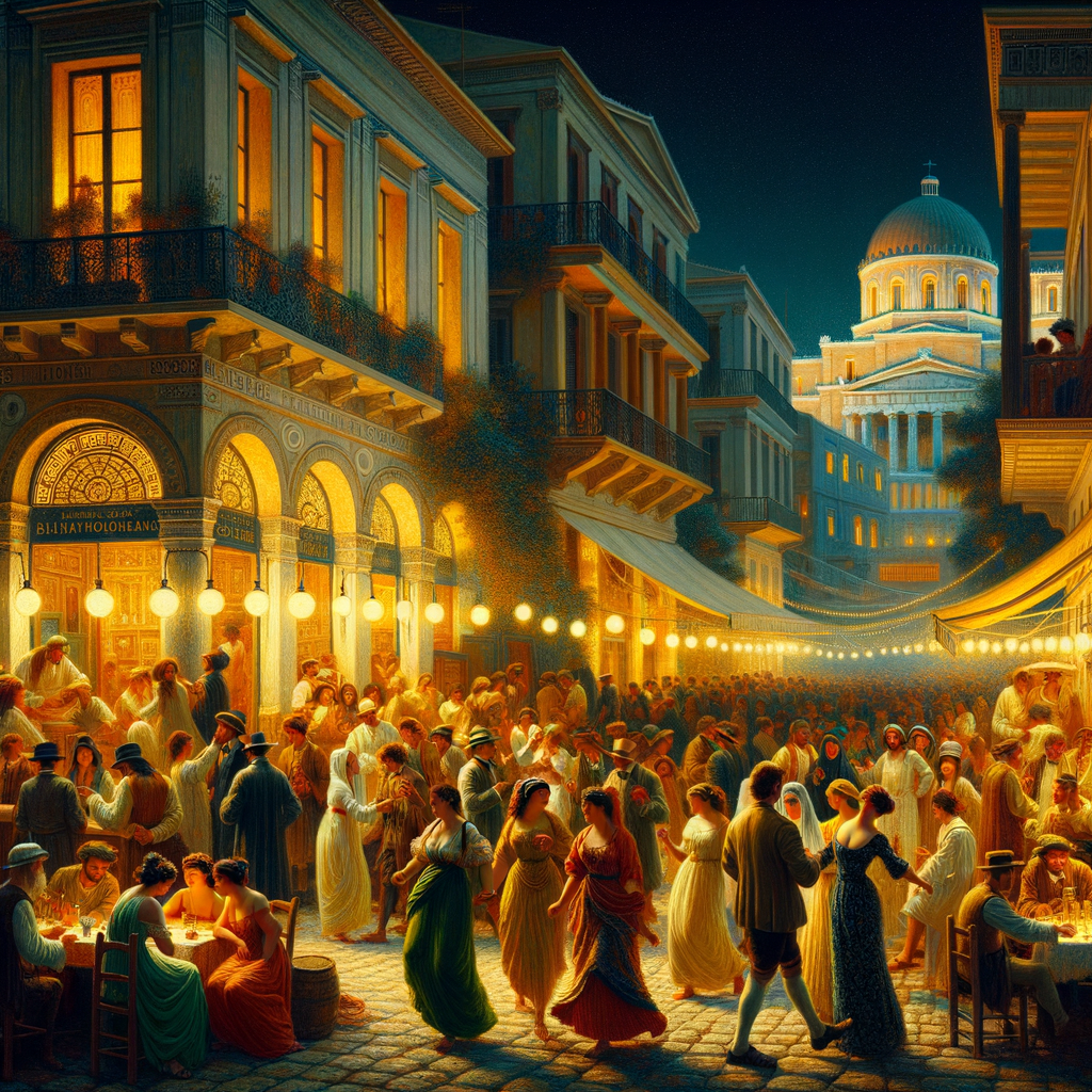 Vibrant Athens nightlife with cultural flair.